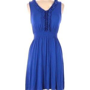 Spense cobalt blue smocked ruffle dress size small